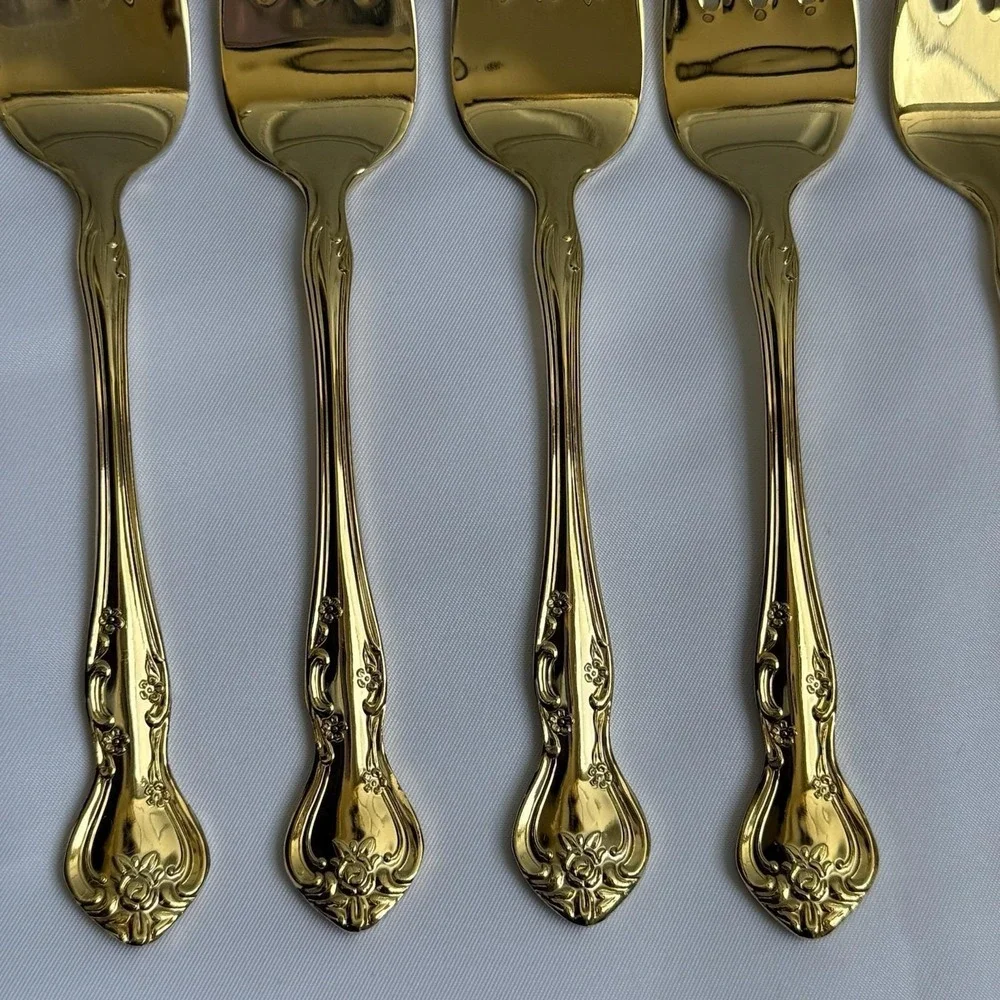Reed & Barton Ultra Select Gold Plated Forks Set of 6 Japan Floral Flatware
